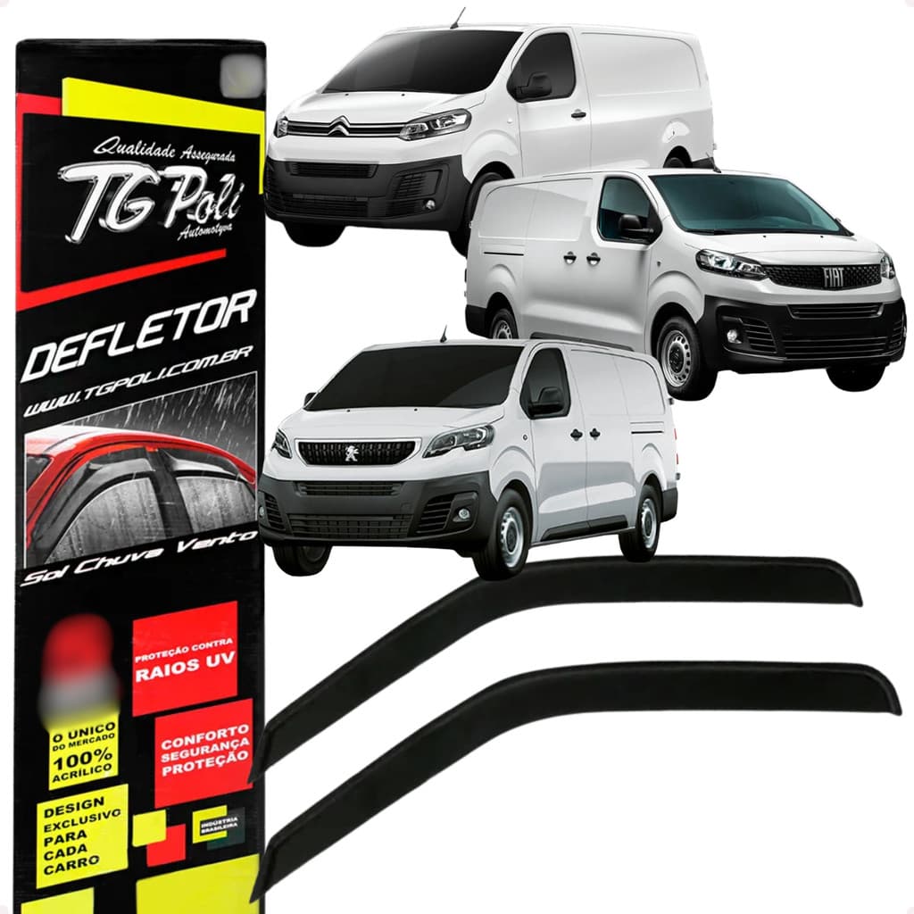 Jogo Calha De Chuva Defletor Fiat Scudo Citroën Jumpy Peugeot Expert 2 Portas 2018 a 2024 Tg Poli