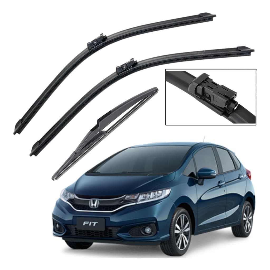 Kit Palhetas Limpador Parabrisa Silicone AeroFit Chuva Honda Fit 2009 À 2014