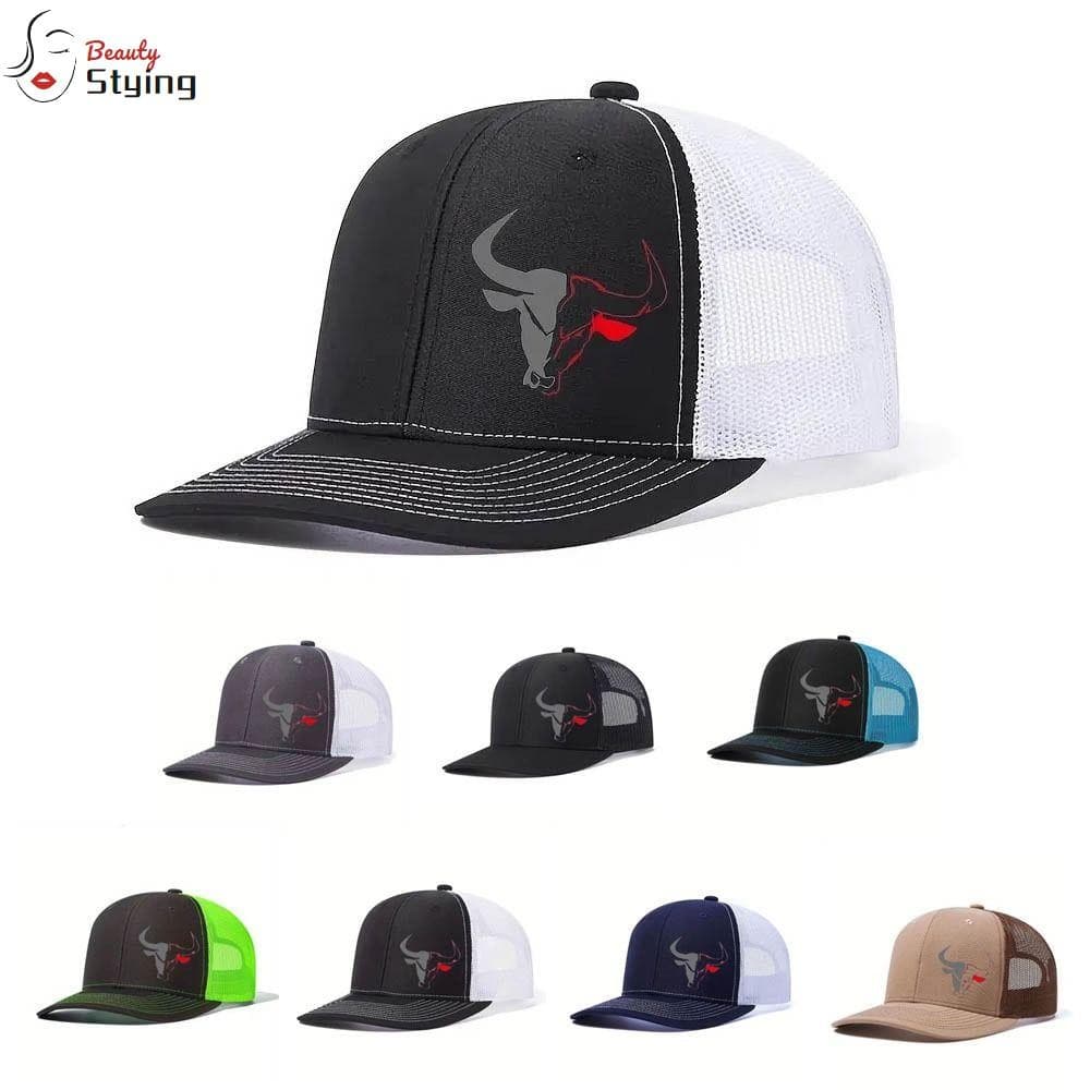 Chapéus De Sol GERYRUD , Boné De Beisebol De Verão Com Estampa De Cabeça De Touro Respirável , Snapback De Malha Hip Hop