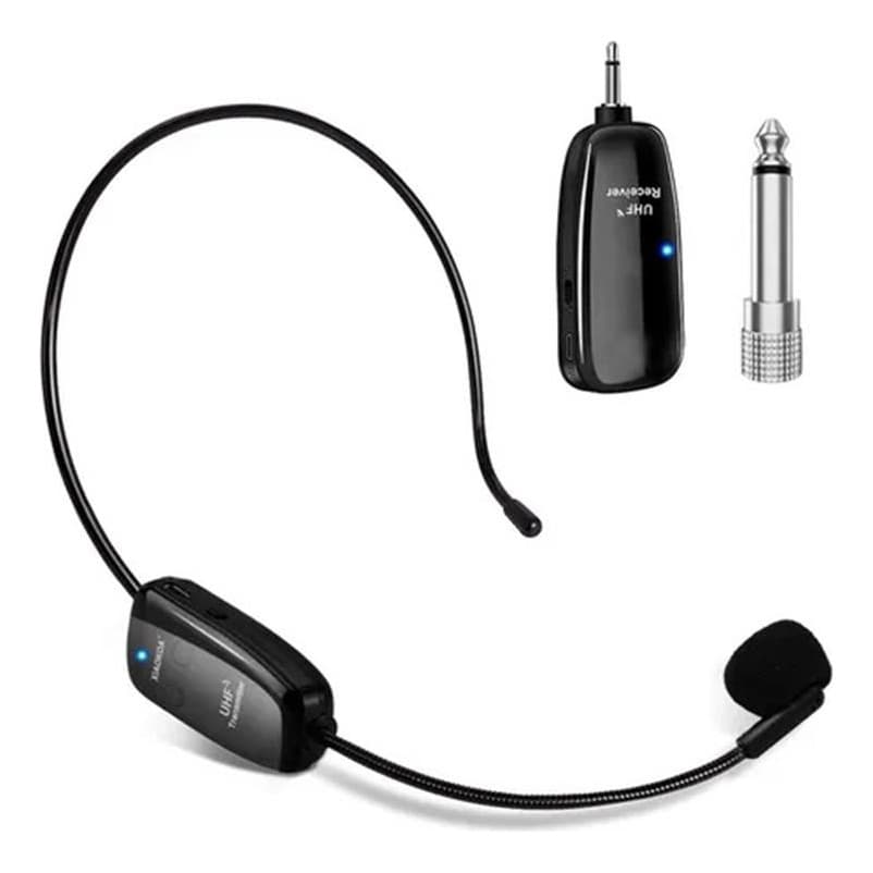 Microfone Sem Fio Com Faixa De Cabeça, Uhf Wireless Di Black