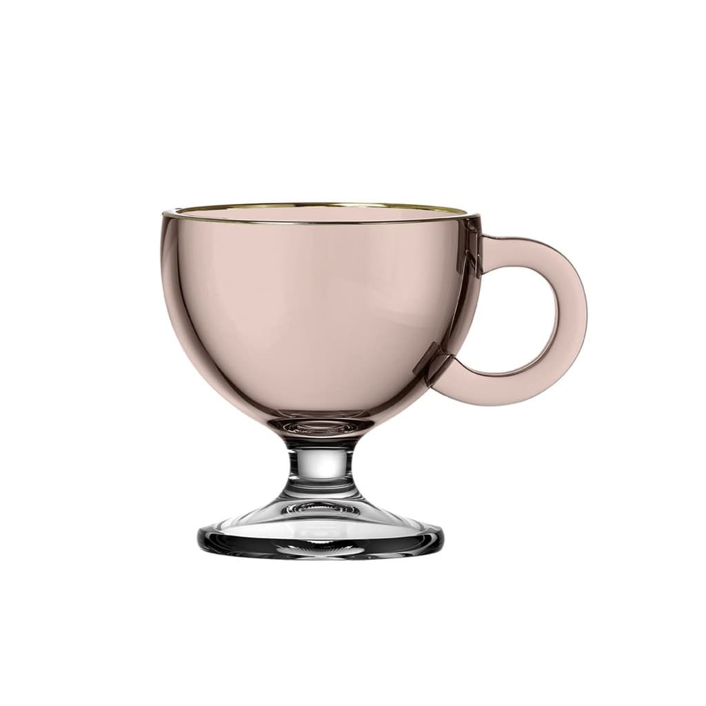 Jogo 6 Canecas Rosa com Borda Dourada Muse 200ml - Hauskraft