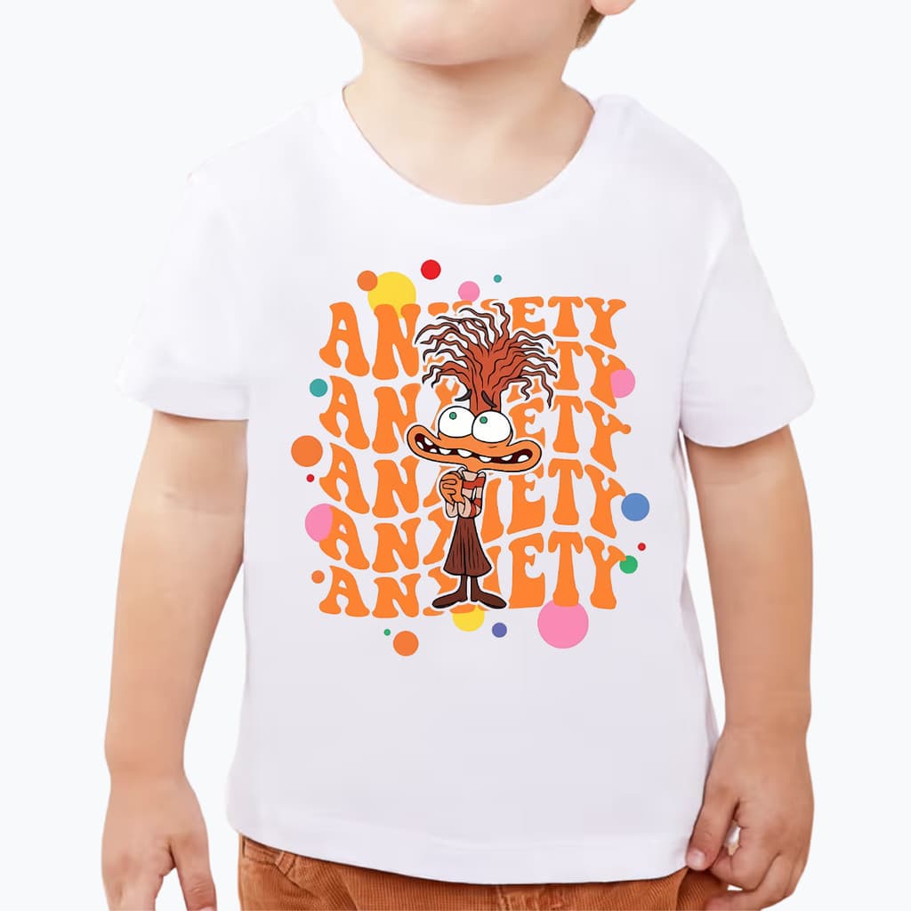 Camiseta Infantil Divertidamente 2 Com Todas Emoções cor Branca Unissex Malha Poliéster
