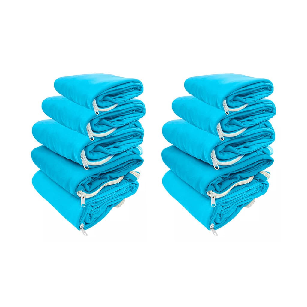 Kit 10 Capas Para Colchão de Solteiro 100% Poliéster Macia Confortável 1.88x0.88x0.20CM Cor Azul