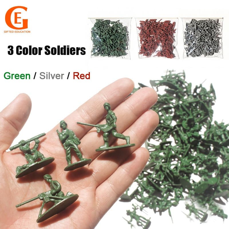 100 Pcs Figuras Soldadas Modelo De Plástico Simulado Mini Brinquedo Militar Crianças Boy Gift Table Decoração