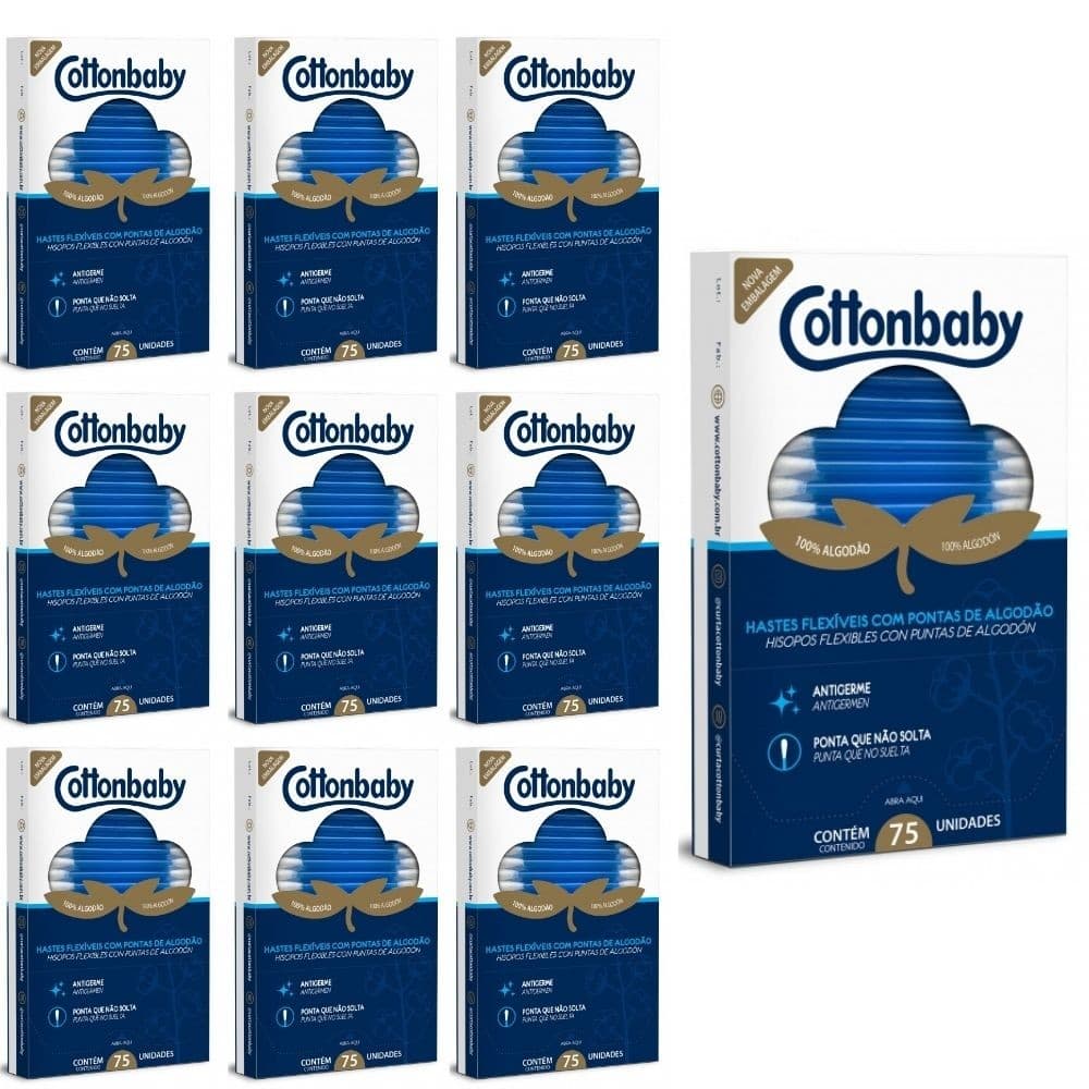 Cotonetes Higiene Pessoal PREMIUM ponta de algodão Econômico Kit 750 unidades CottonBaby