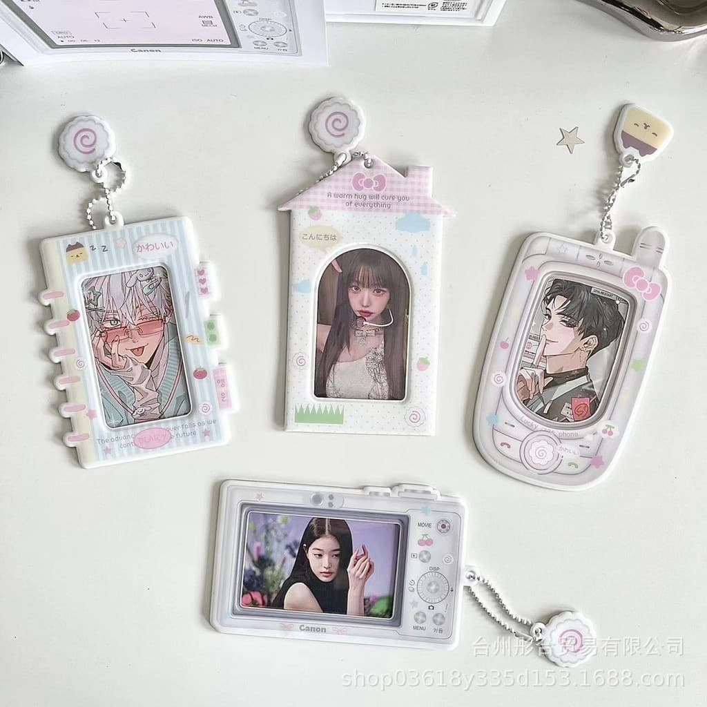 3 Polegada Titular Do Cartão De PVC Cd Câmera Forma Photocard Protetor ID Foto Organizador Manga Saco Exibição Chaveiro