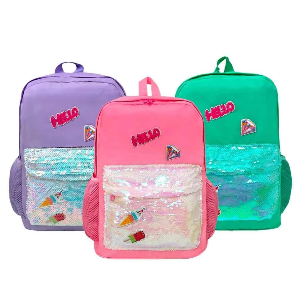 Mochila Infantil Paetê Glam Kids Brilhante Escolar Feminina