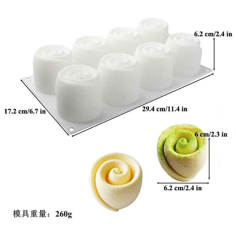 Tridimensional 8-continuoso rosa Mousse bolo pastelaria molde de cozimento diy decoração vela perfumada gesso molde de S