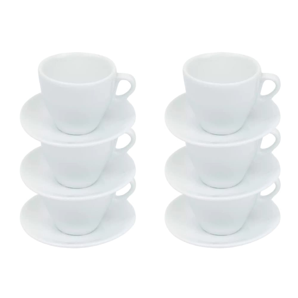 DIRETO DA FÁBRICA - Conjunto 6 Xícaras de Café com Pires 75ml em Porcelana