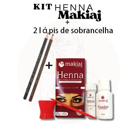 Kit De Maquiagem De Sobrancelha De Henna Original + 2 Lápis Em Cores Diferentes