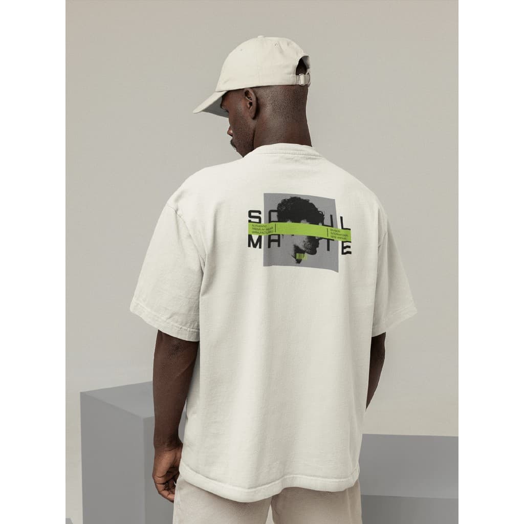 Camisa Camiseta Oversize Streetwear Masculino e Feminino para Treino e Dia a Dia Preto e Off Whte Estampado