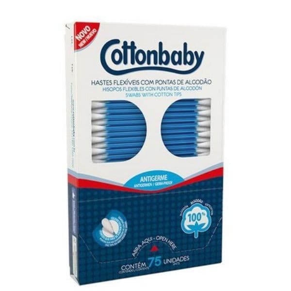 Haste Flexível com pontas de algodão Cottonbaby 4 cartuchos