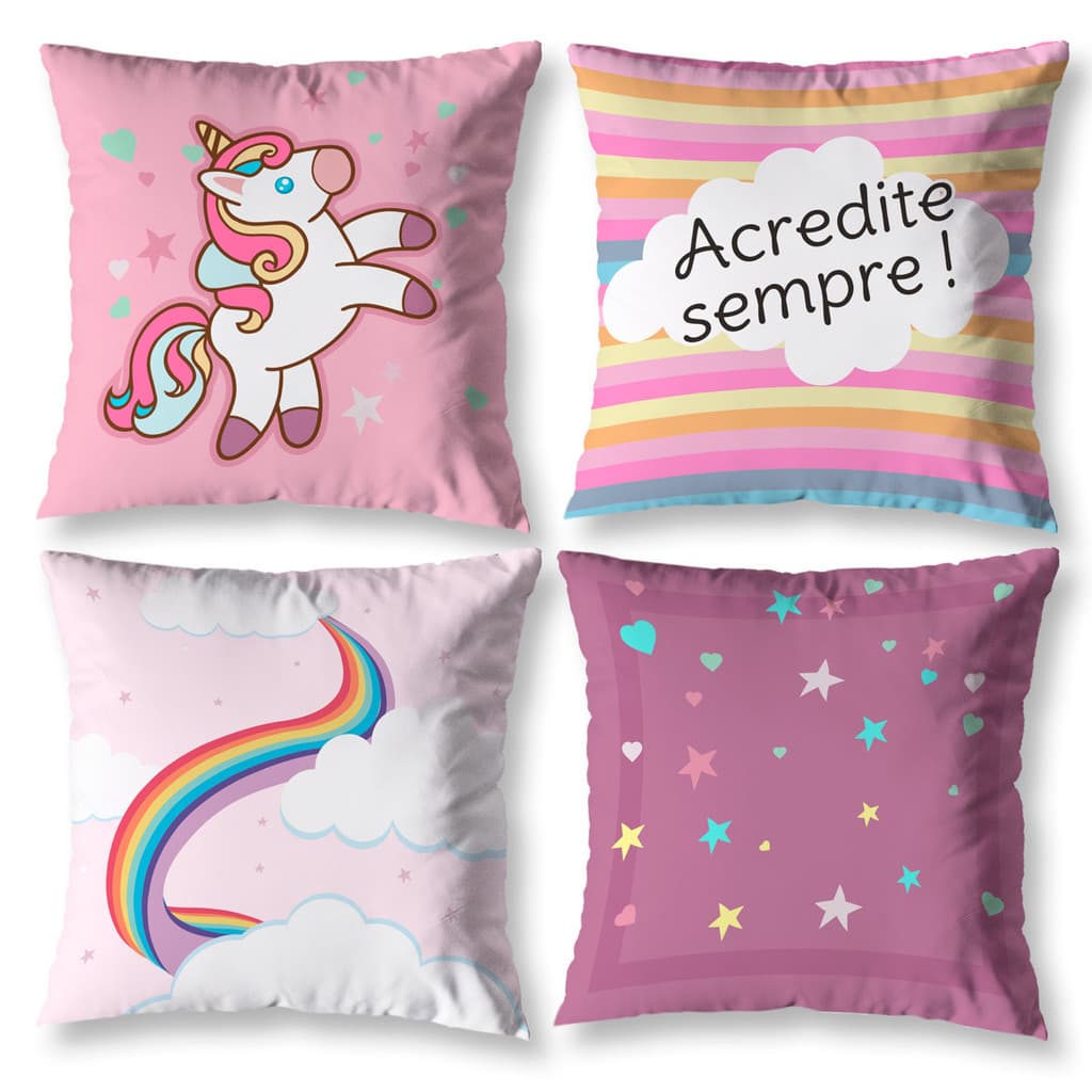 Kit 4 Almofadas 40cm X 40cm Cheias com Enchimento Decorativa Sala Com Refil Estampada