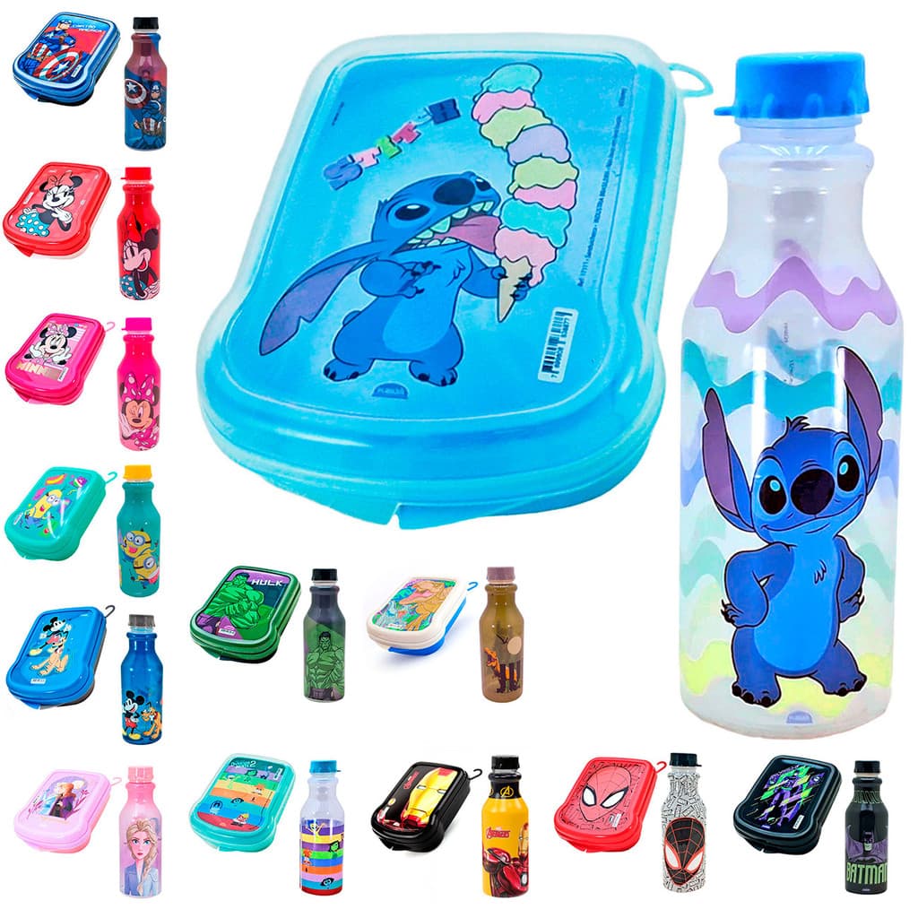 Garrafa infantil e sanduicheira infantil KIT para lacnhe escolar criança