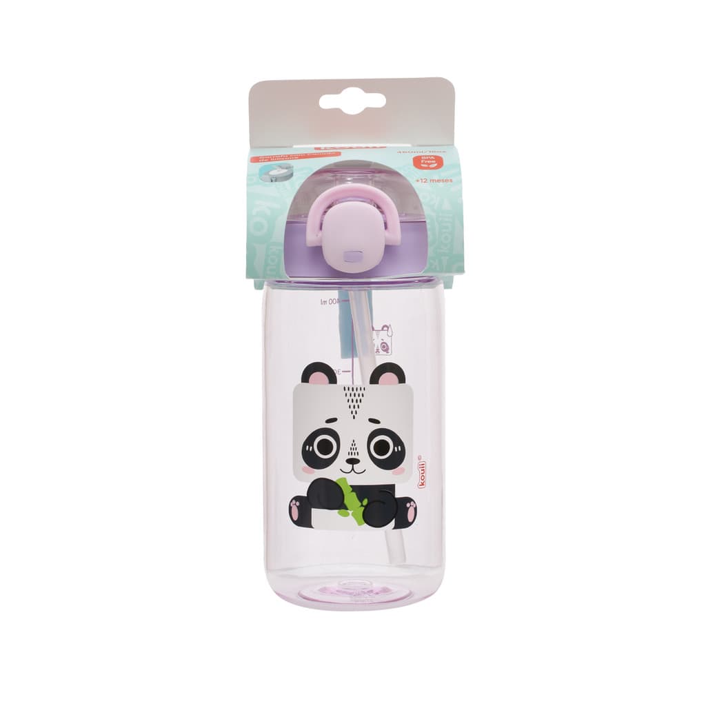 Garrafa Com Canudo 460 Ml Kouii Panda Pandi