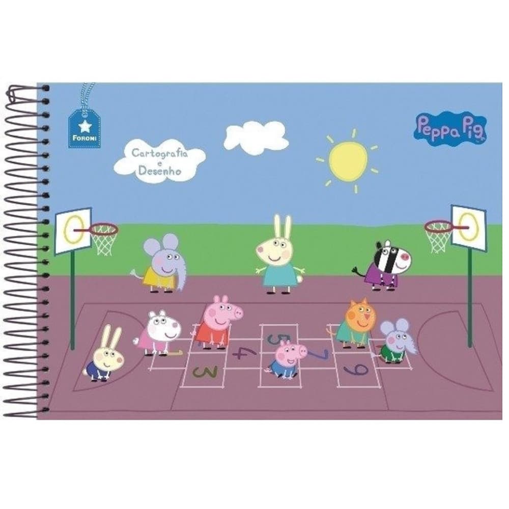 Caderno Espiral Desenho Cartografia 96 Folhas Peppa Pig