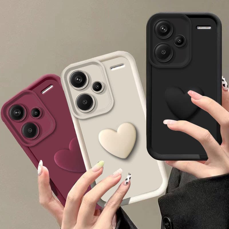 Para Redmi Note 13 Pro 4G 5G/13R Capa De Silicone Macio Moda Luxo 3D Amor Coração TPU Telefone Plus 5G Pacote Completo P