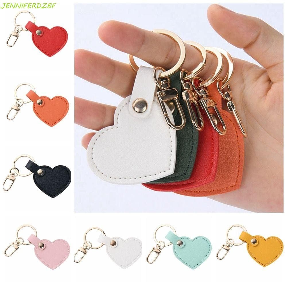 JENNIFERDZBF Chaveiro Em Formato De Coração , Porta-Chaves De Carro , De Couro Simples , Pingente Colorido PU Da Moda