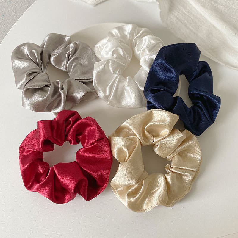 Laço De Cabelo De Seda Cetim Elástico Scrunchies Corda Faixa De Borracha/Cor Sólida Rabo De Cavalo Titular Hairband