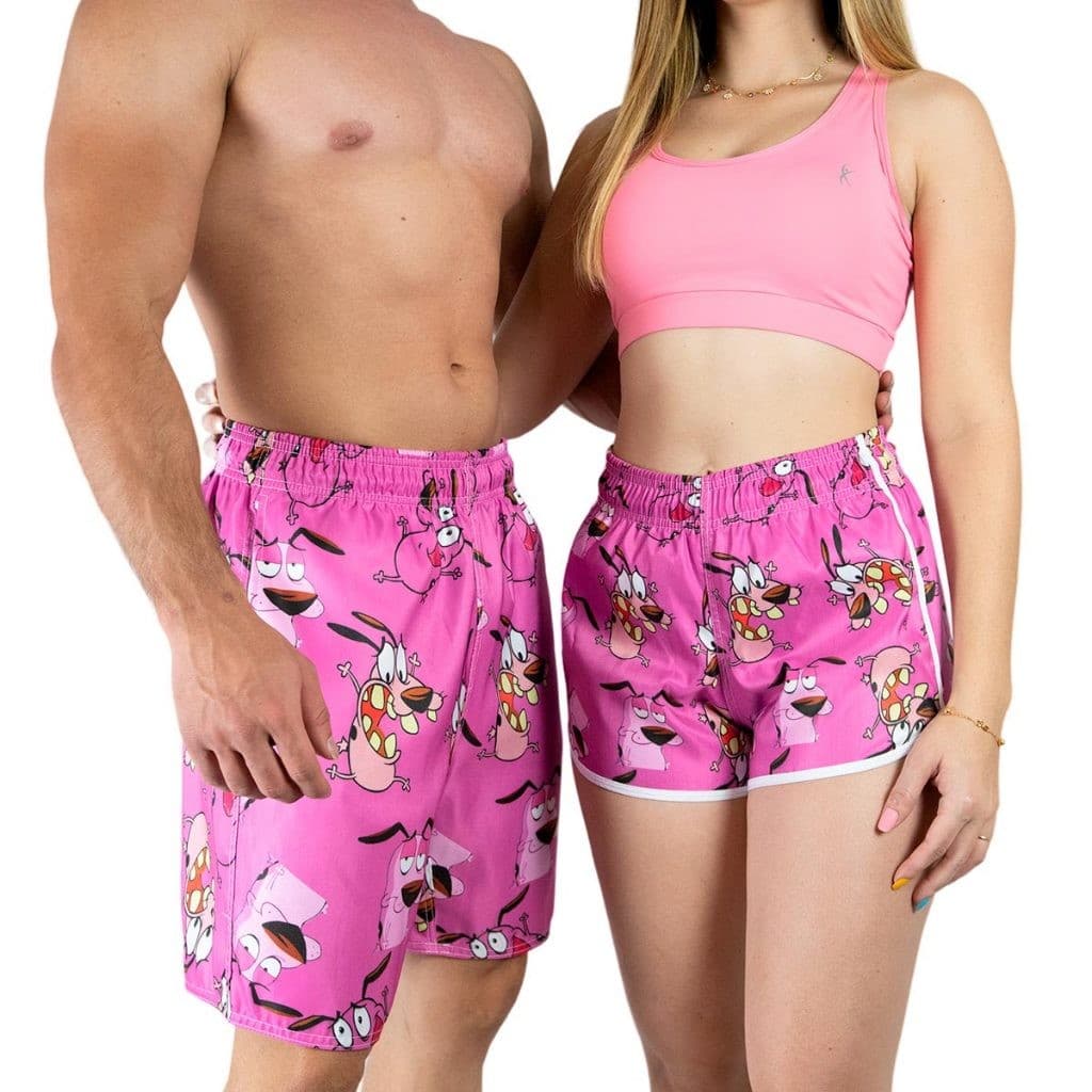 Kit Short Casal Mosão Praia Verão Cão Coragem Verão Tac Tel Envio Imediato