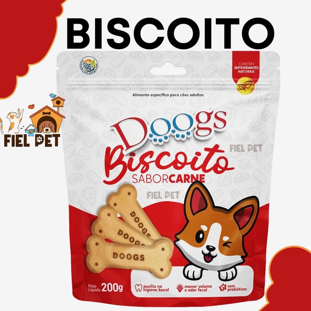 Biscoitos Para Cachorro Sabor Carne 200gr Petisco Pet Cães