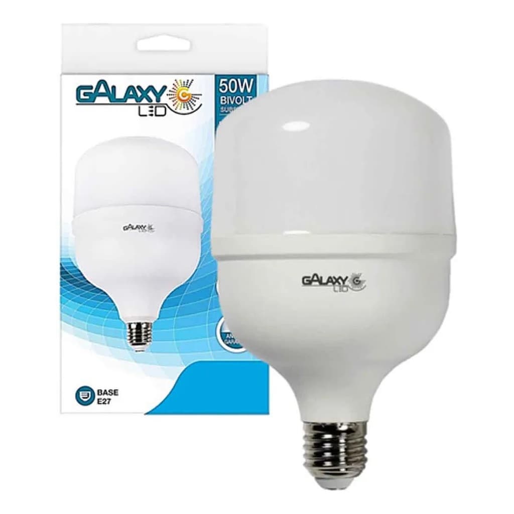 Lâmpadas Led 50w Super Bulbo E27 Alta Potência Branca Frio 6500k Bivolt 127v 220  Galaxy