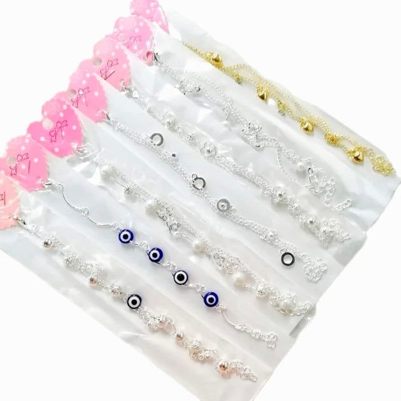 Kit 6/12 Pulseiras Prateado e Dourado - Feminina Sortidos