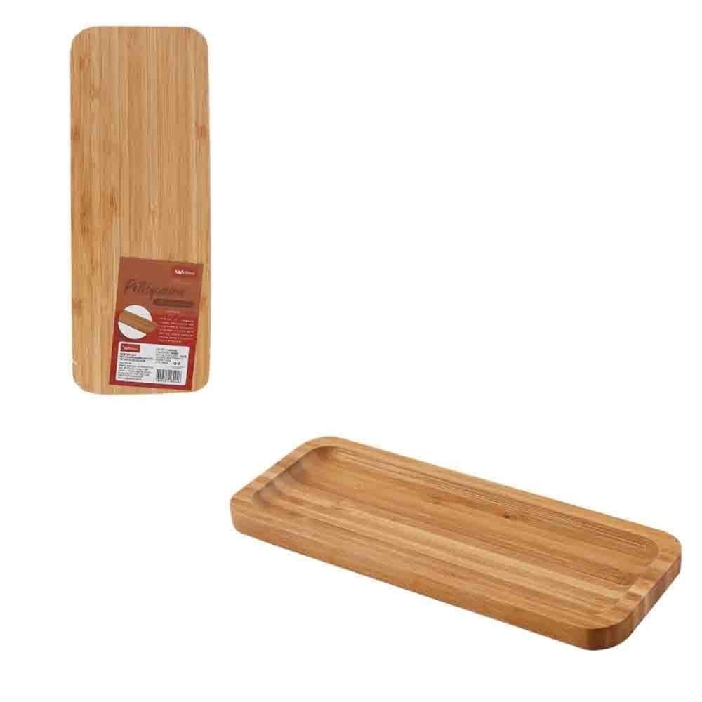 Petisqueira De Bambu Retangular 26cm Para Servir Petiscos Entradas Queijos Café E Mesa Posta