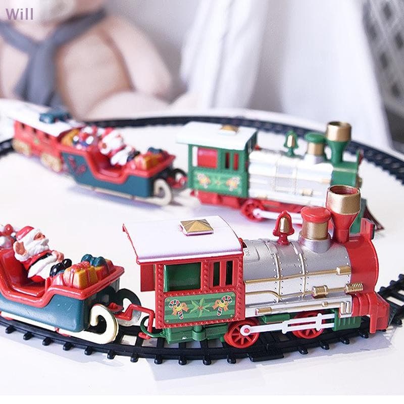 Trem De Natal Brinquedos Elétricos Decoração Da Árvore Pista Quadro Carro Ferroviário Com Som & Luz Presentes