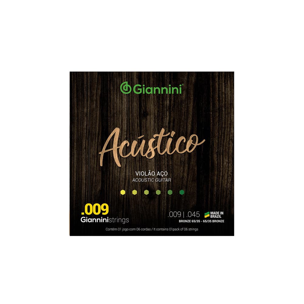 Encordoamento Corda Violão Aço Nig Giannini Acústico 0.9