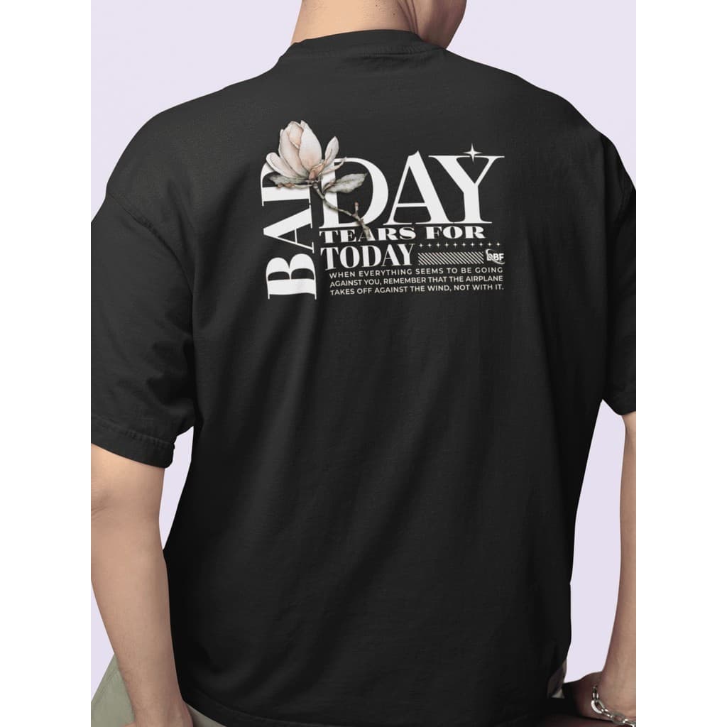 Camiseta Masculina 100% Algodão Gola Careca Blusa Streetwear Estilo de Rua Com Estampa Grande Bad Day