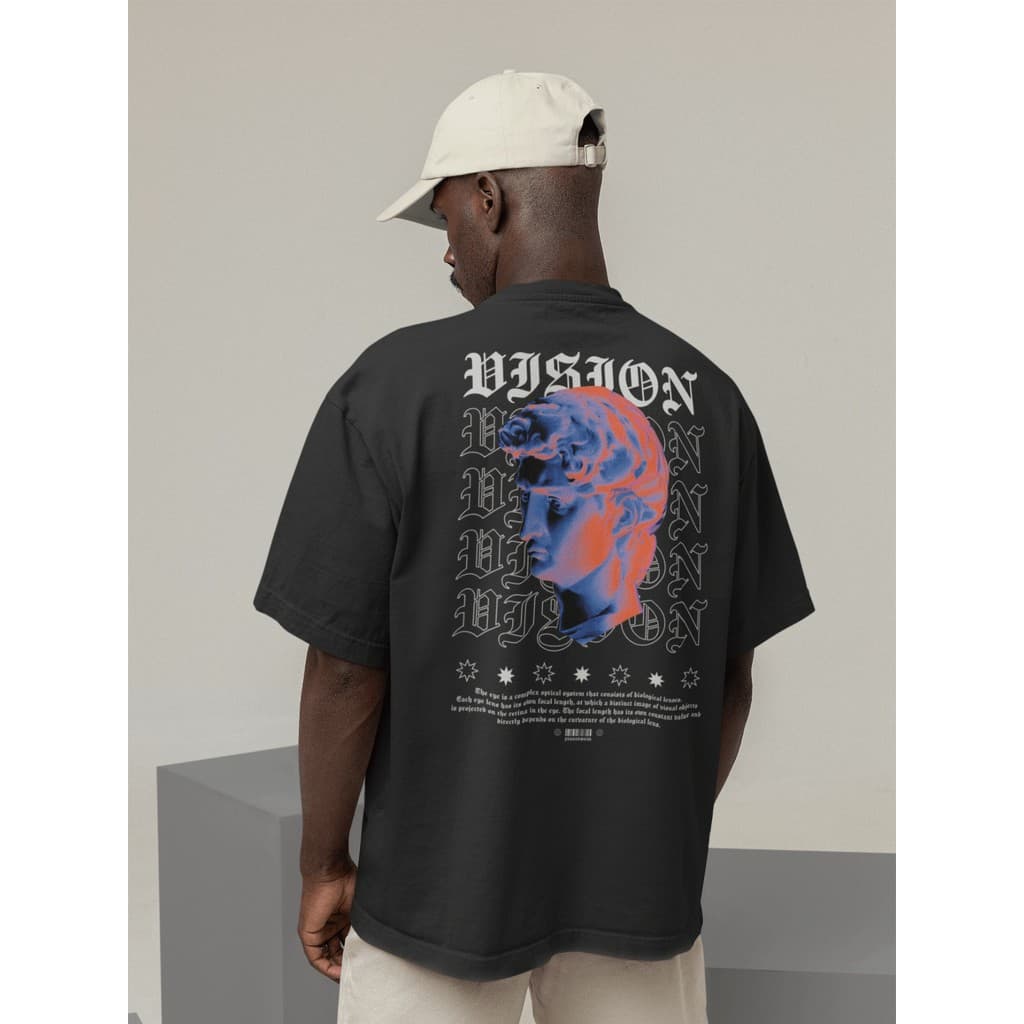 Camiseta Oversize Streetwear Masculino e Feminino 100% Algodão Treino e Dia a Dia Preto e Off Whte Estampado - ESTAMPA
