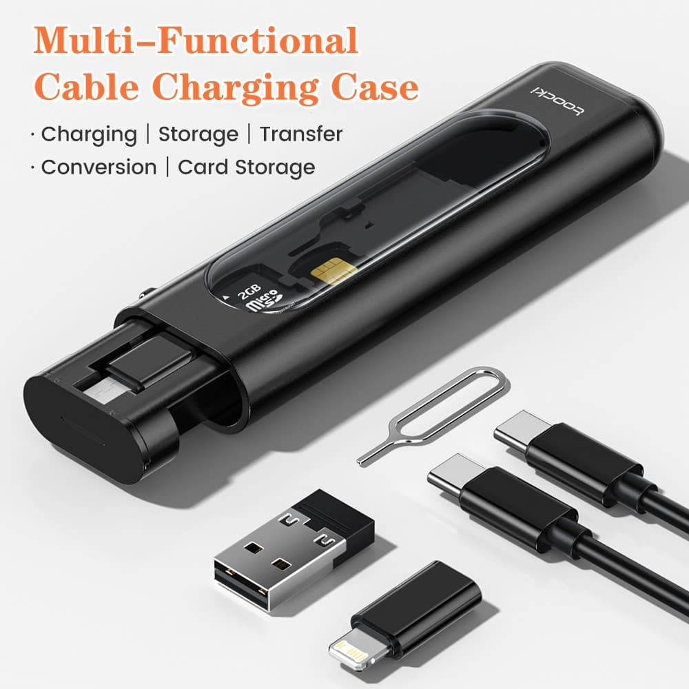 Kit Adaptador 5 Em 1 OTG Compacto USB C Conversor Micro Type Caixa De Armazenamento De Cartão SIM TF Para Telefones Celu