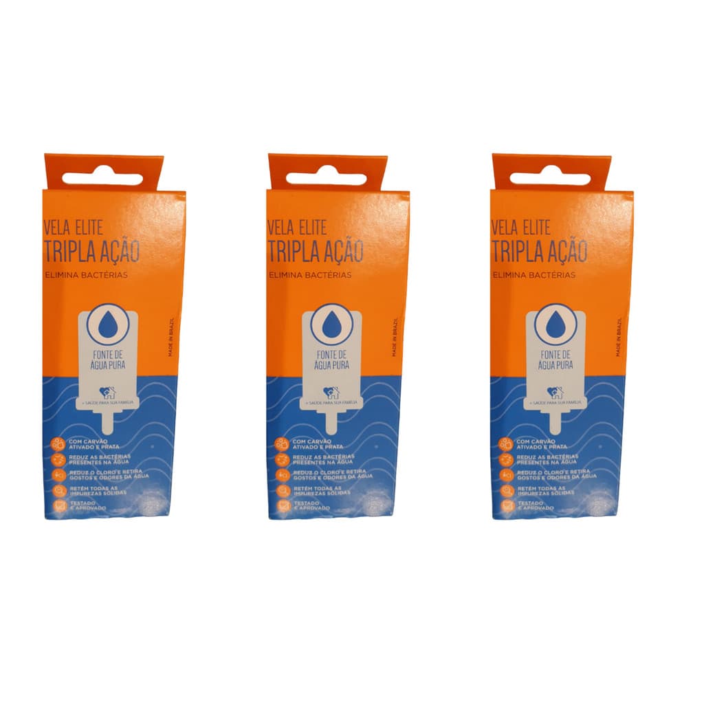 Kit 03 Un Vela Elite Tripla Ação Para Filtros Por Gravidade