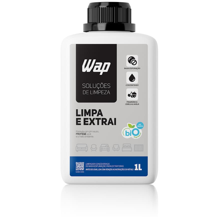 Limpador Concentrado 1 Litro de Baixa Espumação para Extratoras WAP LIMPA E EXTRAI