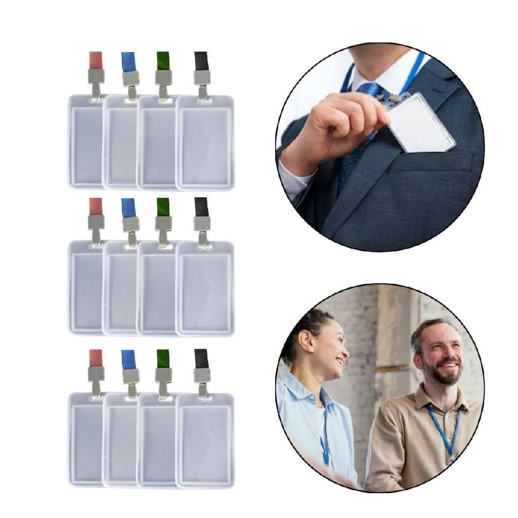 Kit 12 Porta Crachá Transparente Cordão Cores Sortidas