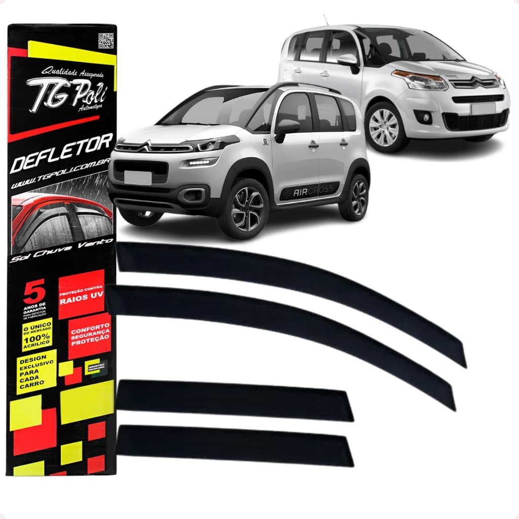 Jogo Calha de Chuva Defletor Citroën C3 Picasso AirCross 2010 A 2020 4 Portas Original TG POLI