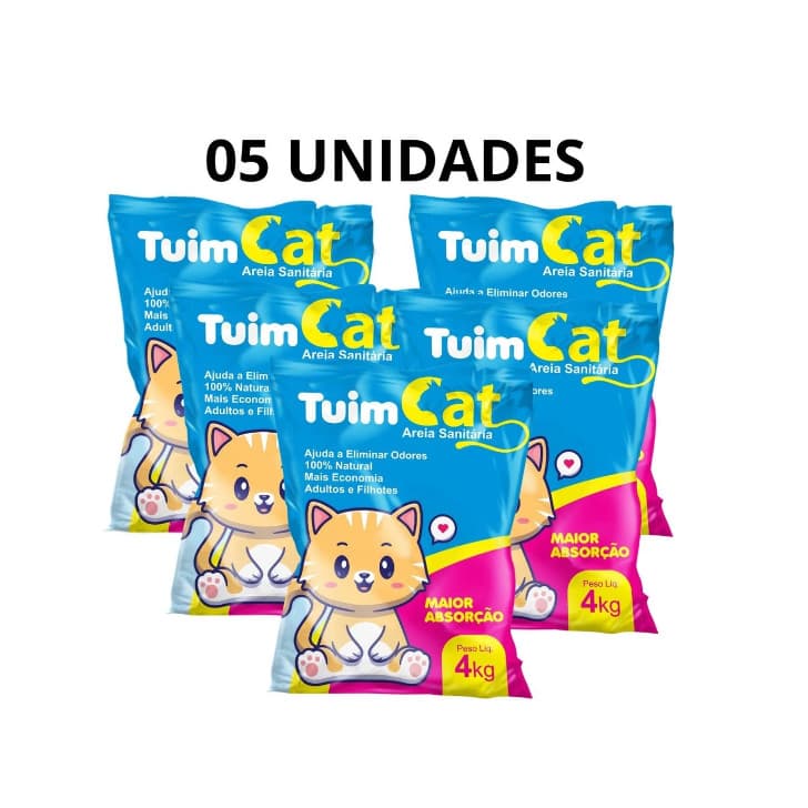 Areia Para Gato Sanitária Higiênica para Gatos Tuim Cat Areia para Gato 5UNIDADES x 4KG 100% natural Total 20kg
