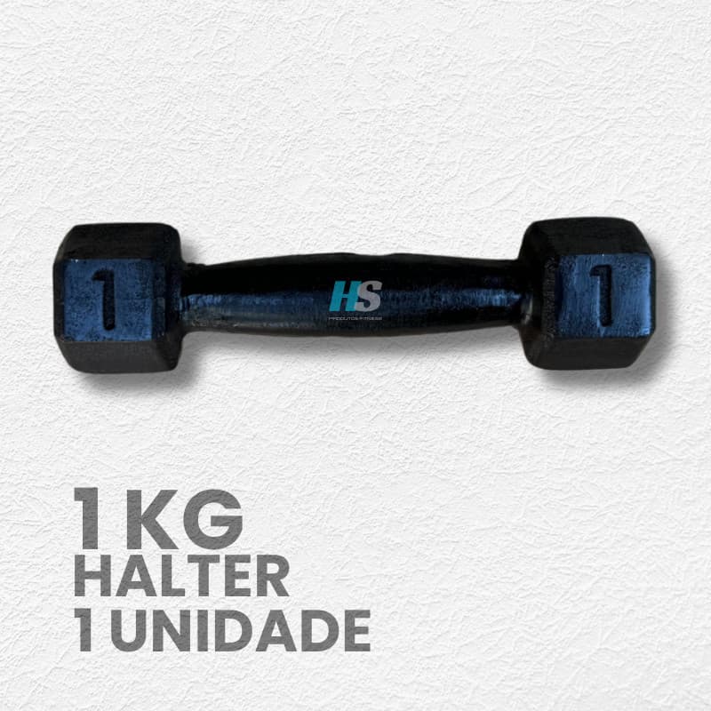 Halter Sextavado Pintado 1kg - Peso de Academia - exercicio fisico - fisioterapia - musculação