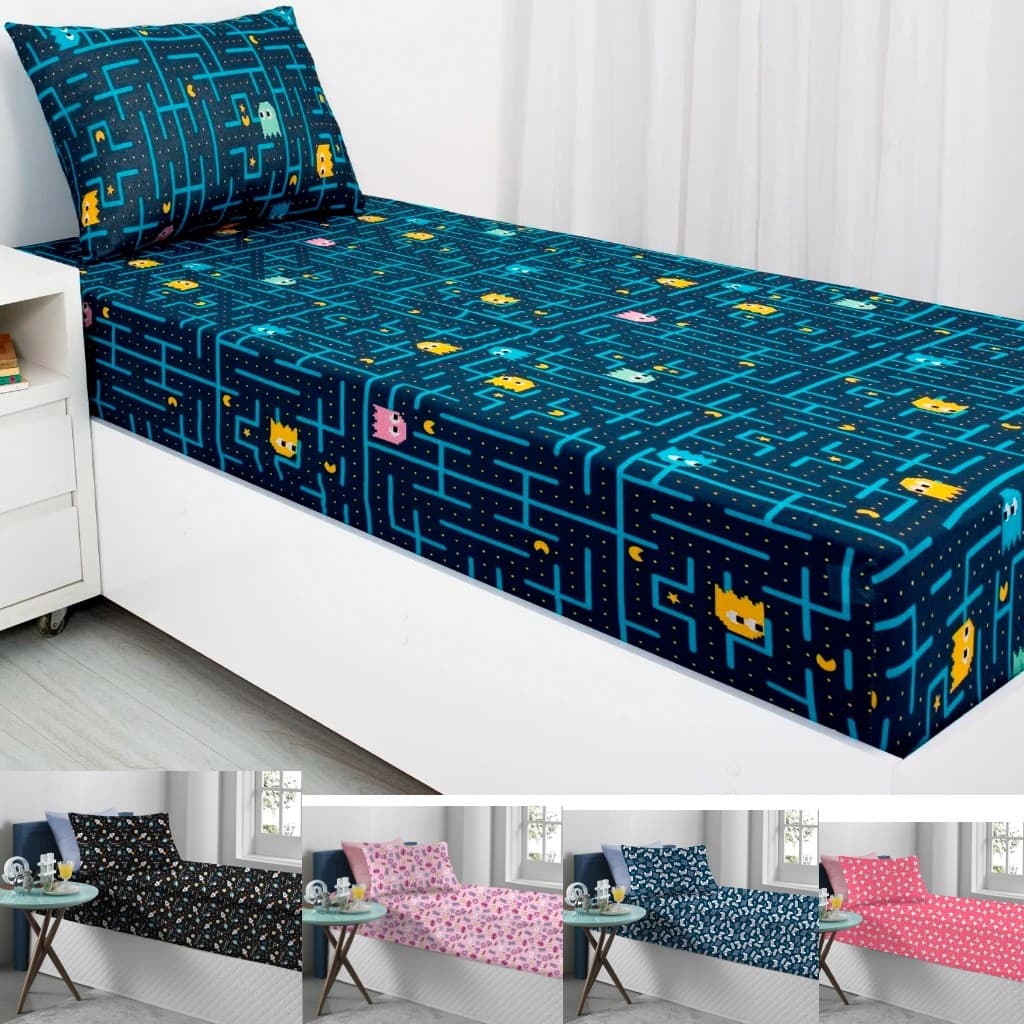 Jogo/Kit De Cama Kids2 Pçs Lençol Infantil Solteiro PA em Malha com Elástico na Barra Envio Rápido