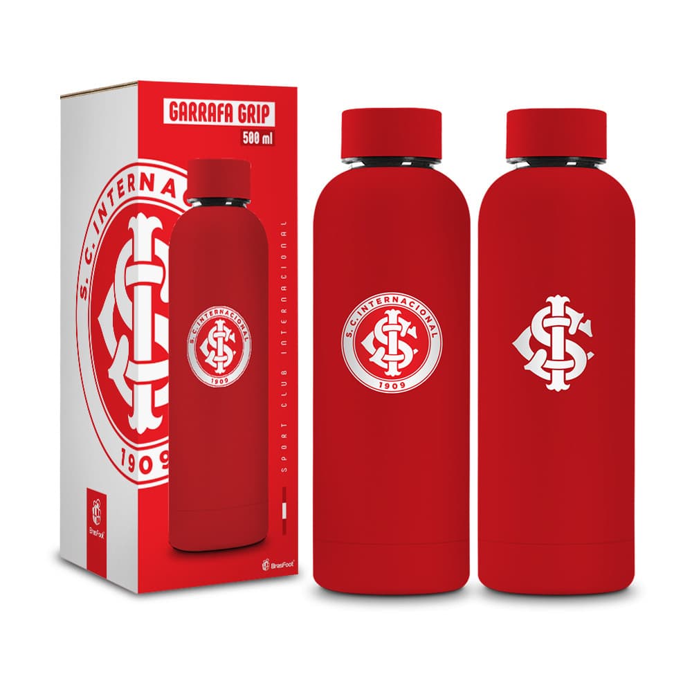 Garrafa térmica Grip emborrachada times presente futebol aço inox 500ml Garrafa água Corinthians Vasco Inter Grêmio