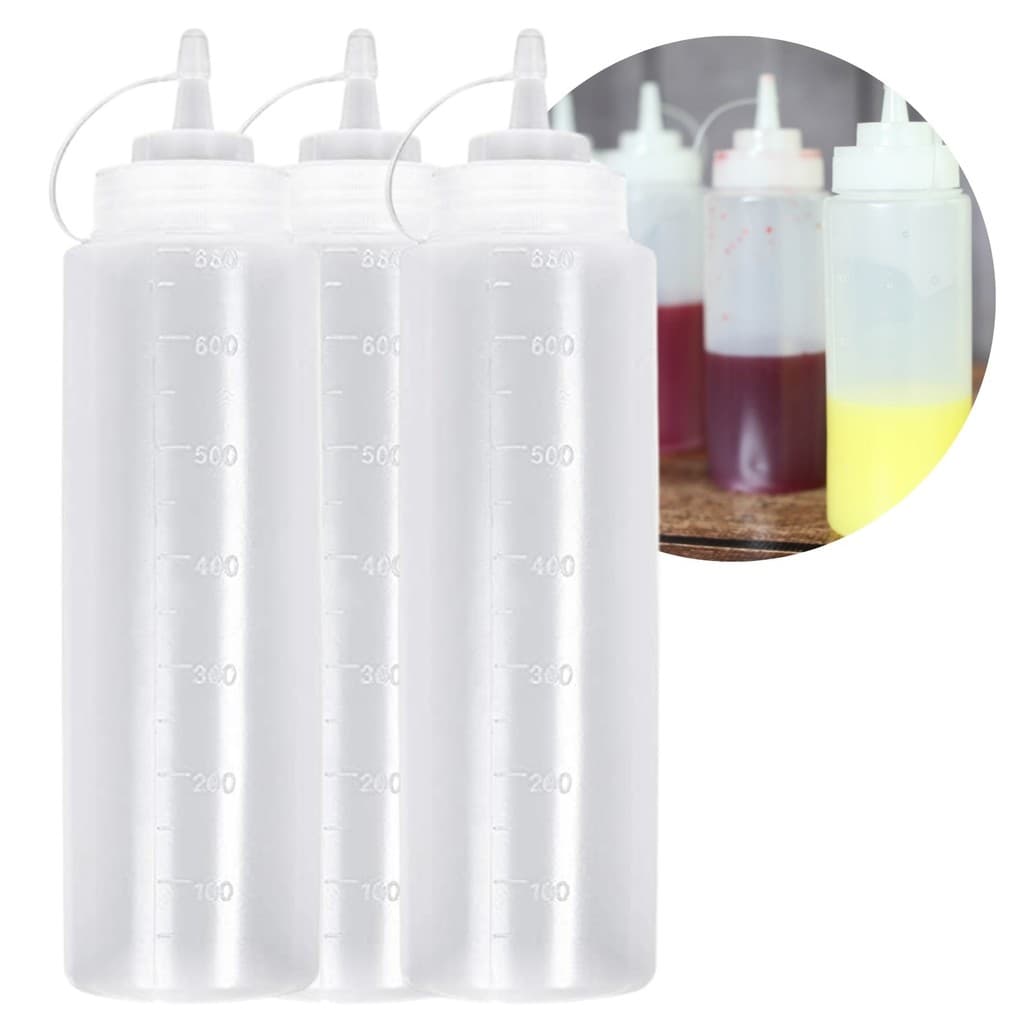Kit 3 Bisnagas de Xaropes Syrups Barman Flex Graduada 700ml - KIT DE BISNAGAS 700ML