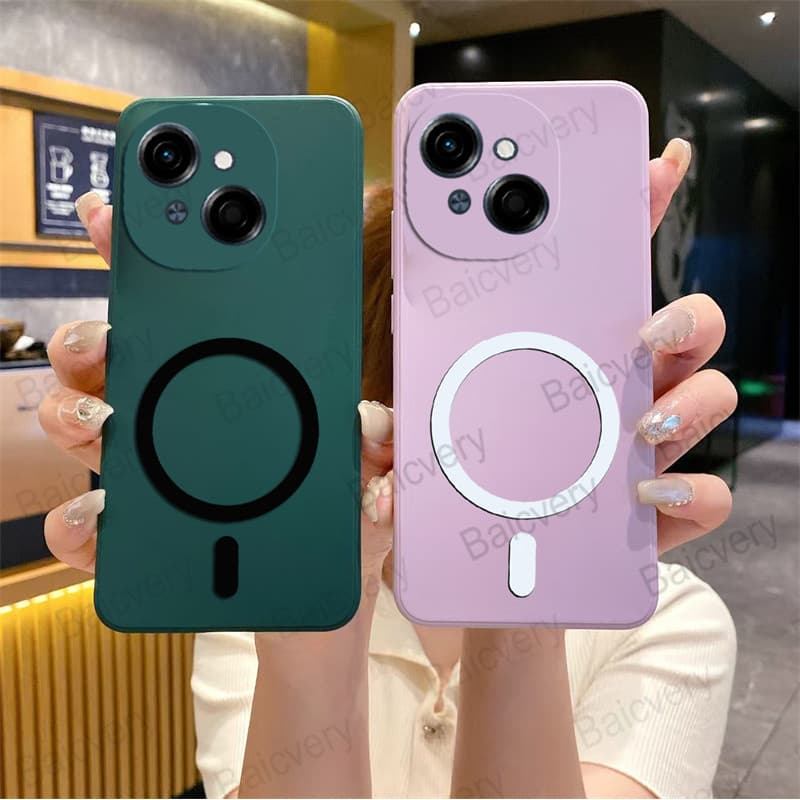 Invólucro Para Tecno Spark Go 1 KL4 2025 POP 9 Colorido Fosco Capa Protetora Traseira Com Adesivo Magnético