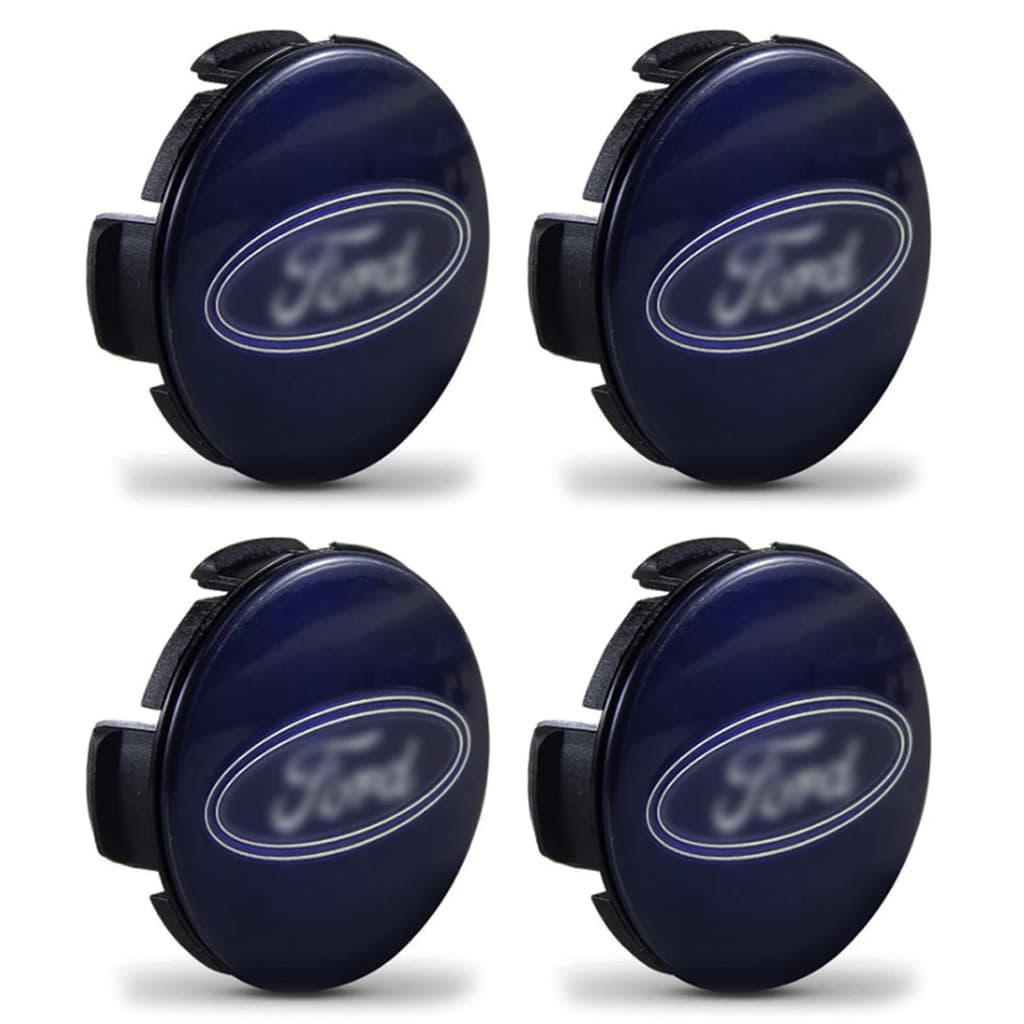 Kit 4 Calota Calotinha Centro Roda Ford New Fiesta Focus Ka Ecosport 55mm Azul