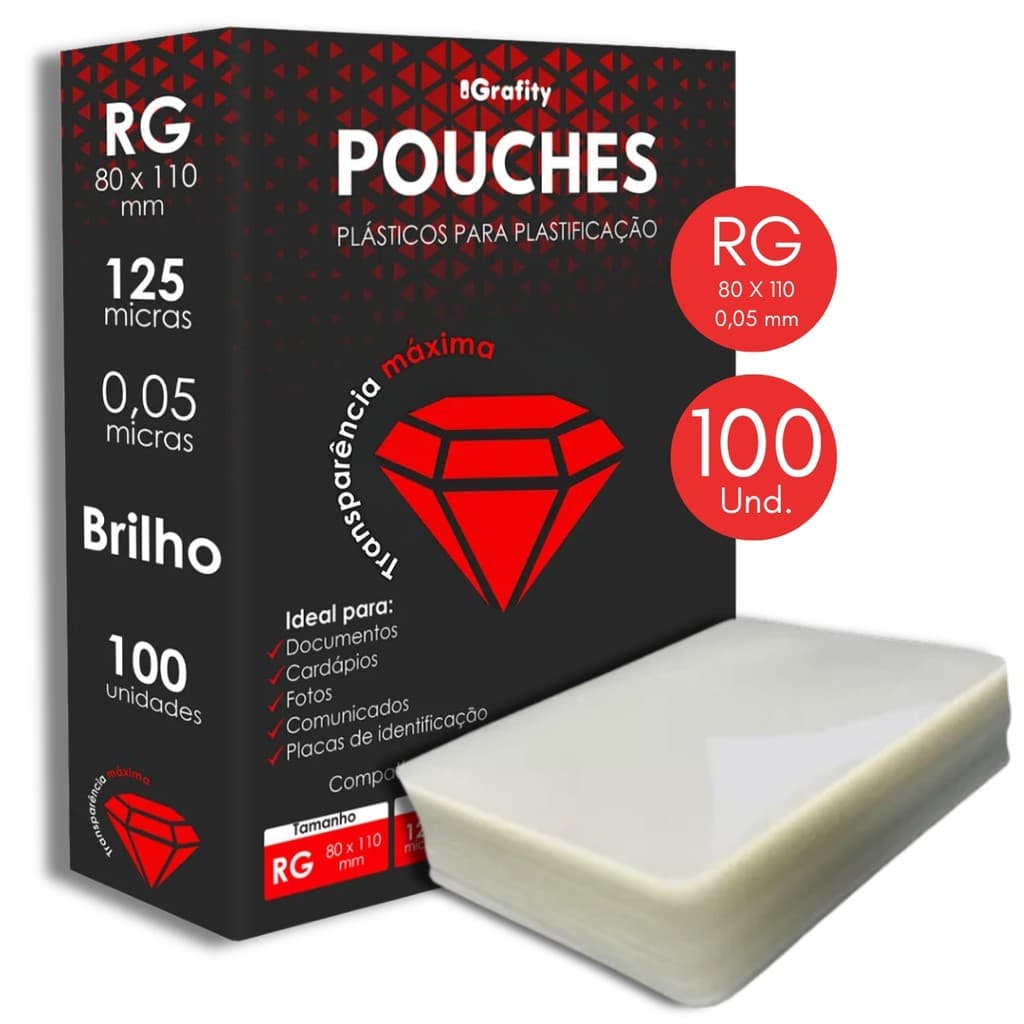 Plástico para Plastificação RG 80x110 mm 100 und Polaseal Pouches