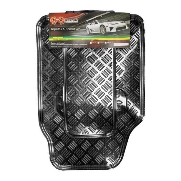 Tapete Automotivo Emborrachado Laminado Universal Para Carros Cor Preto
