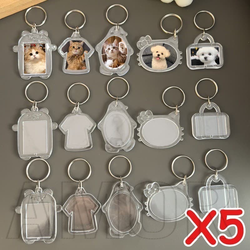 Chaveiro Com Moldura De Acrílico De 5 Unidades-Chaveiros Transparentes Para Inserção De Foto-Acessórios Decorativos Moch