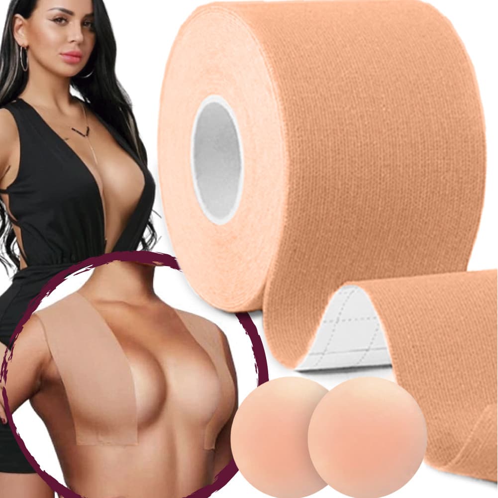 Sutiã Adesivo Invisível Levanta Peito Fita Seios + Protetor De Mamilos Silicone Decote