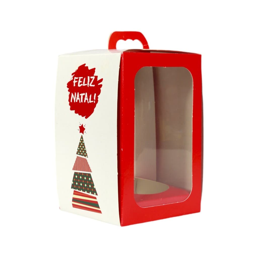 Caixa Pequena Retangular com Laterais em Acrílico Estampa Feliz Natal para Presentes Decorativos