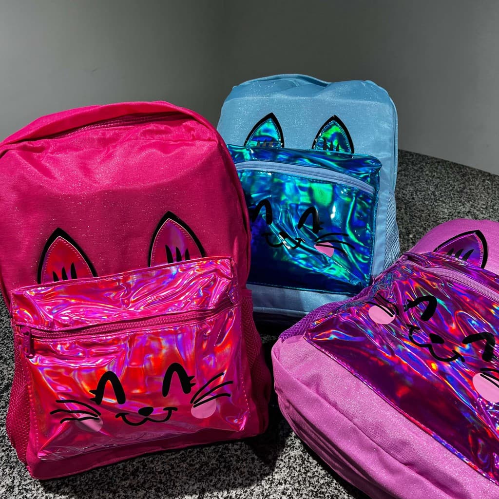Mochila Holographic Cat Fun - Gatinho Divertido - Wincy